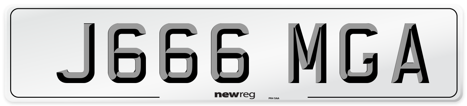 J666 MGA Number Plate from New Reg